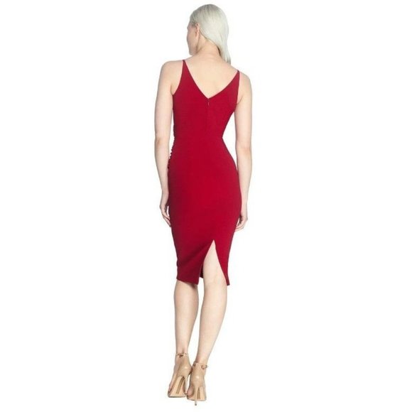 NEW Dress The Population Anita Low Back Sheath Dress Garnet M Red - Picture 3 of 12